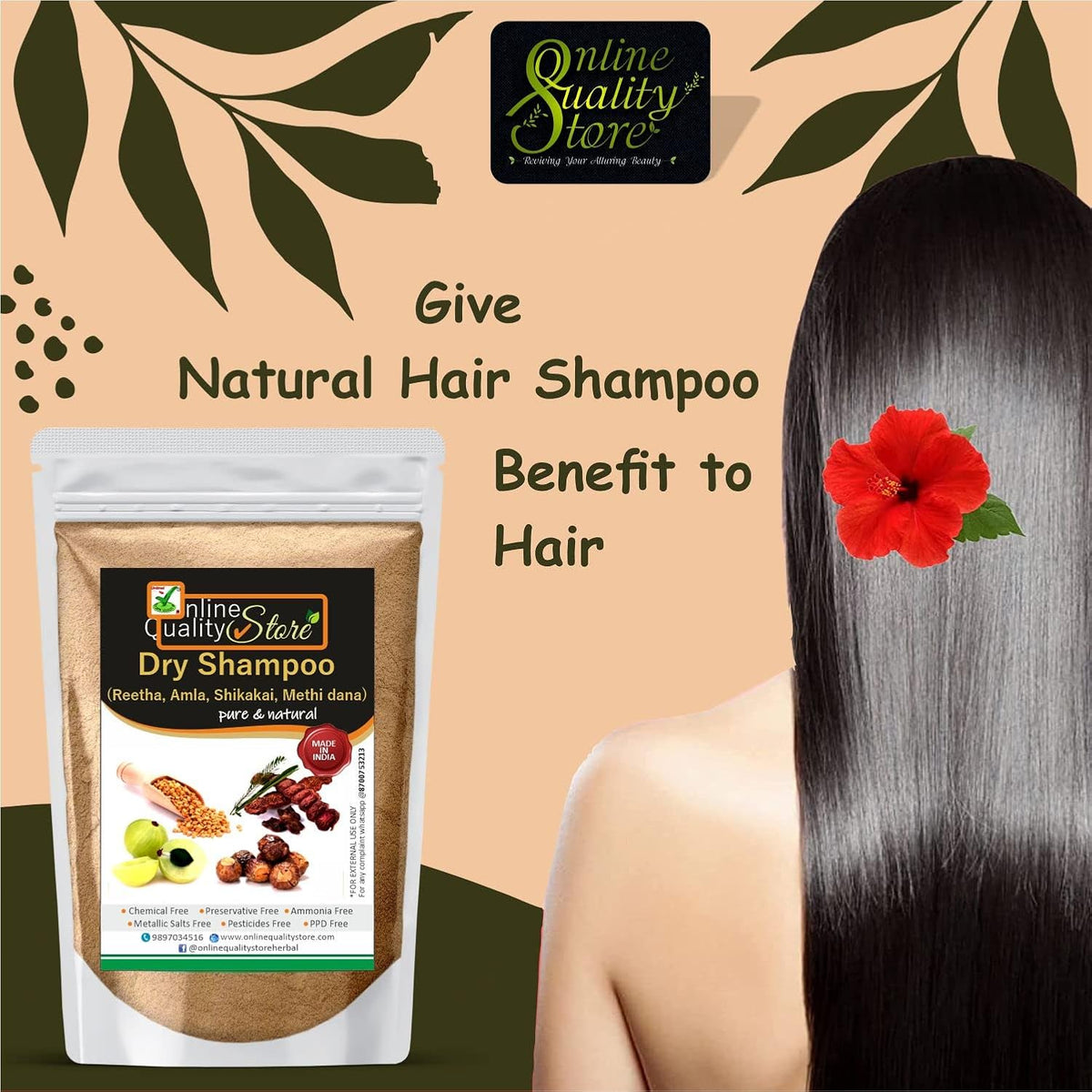 Online Quality Store Shikakai Mix Powder With Amla, Reetha for Hair Wash (Dry Shampoo) (Brown,900g)