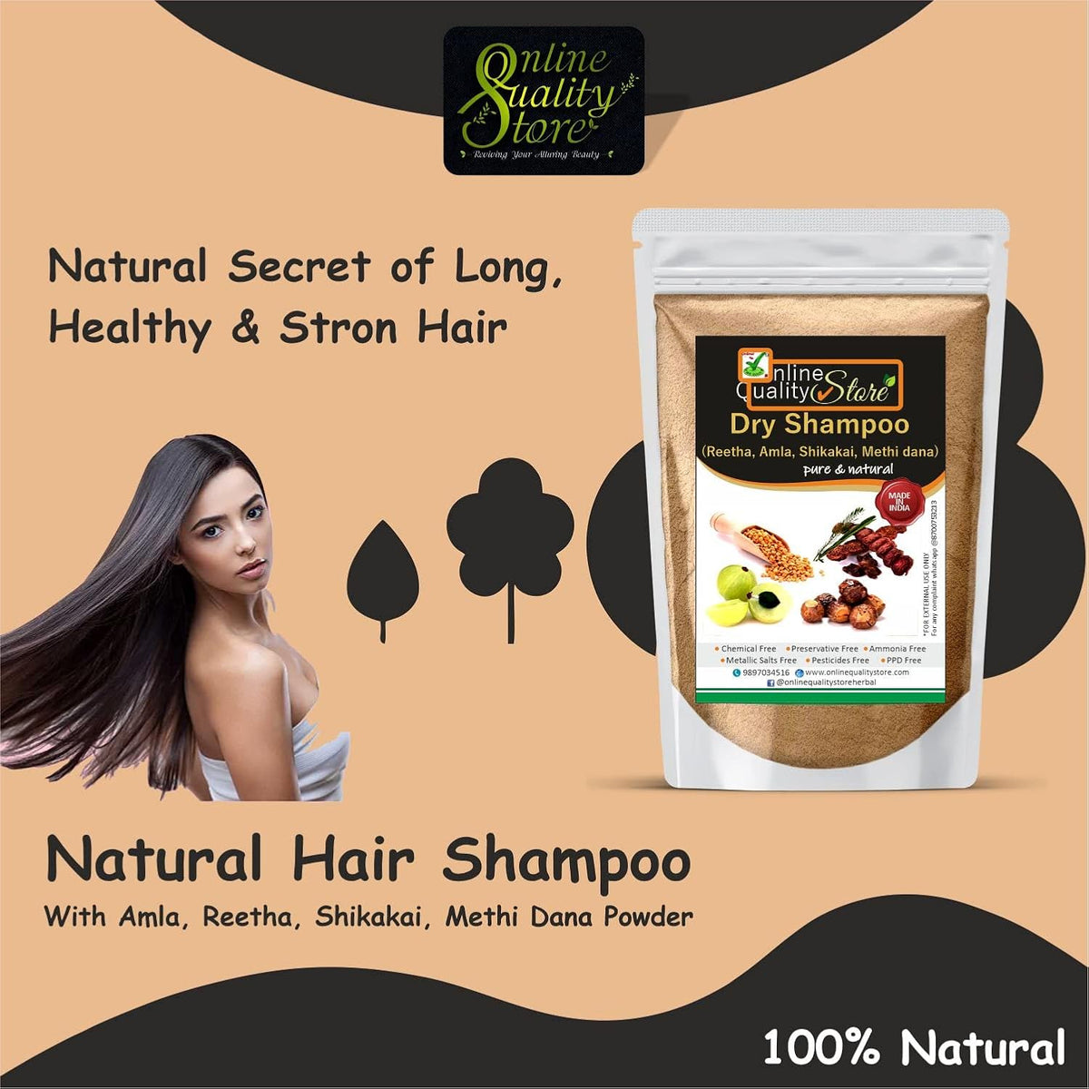 Online Quality Store Shikakai Mix Powder With Amla, Reetha for Hair Wash (Dry Shampoo) (Brown,900g)