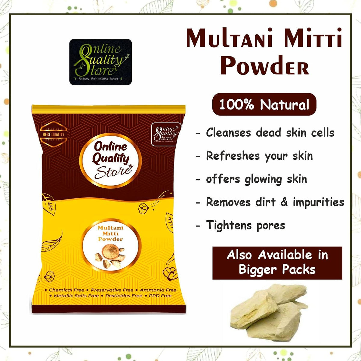 Online Quality Store Pure Organic Sandalwood Powder For Skin Whitening (Chandan Powder 150g) + Pure Multani Mitti Powder (250g), 400g