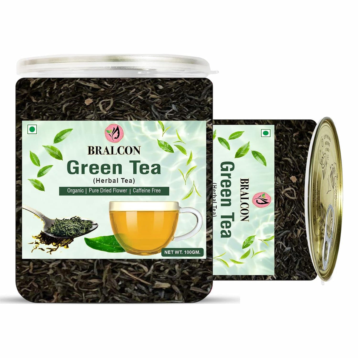 BRALCON Organic Green Tea - 100g | 100% Pure & Natural Herbal Leaves | Whole Long Leaf | Boost immunity