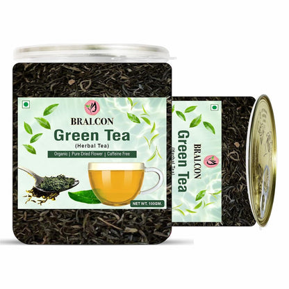 BRALCON Organic Green Tea - 100g | 100% Pure & Natural Herbal Leaves | Whole Long Leaf | Boost immunity