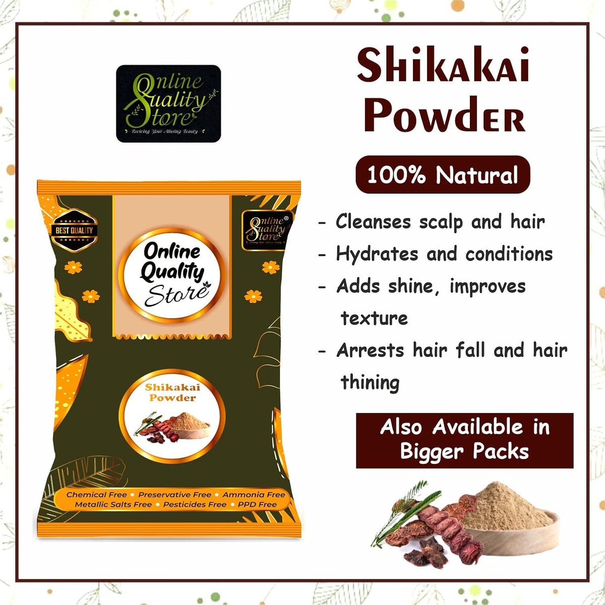 Online Quality Store Amla, Reetha, Shikakai, Bhringraj and Hibiscus Powder for Hair |hair mask for dry and frizzy hair |hair pack powder |hair pack combo |hair mask for smoothening hair,1400g