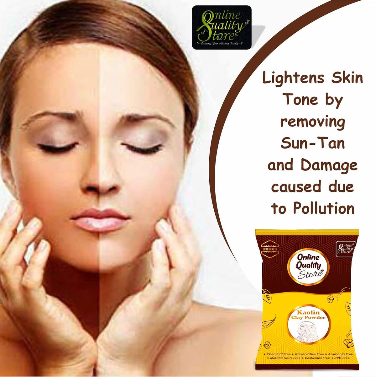 Online Quality Store Natural Kaoline/Clay Powder For Acne, Blackheads And For Glowing Skin, 250g