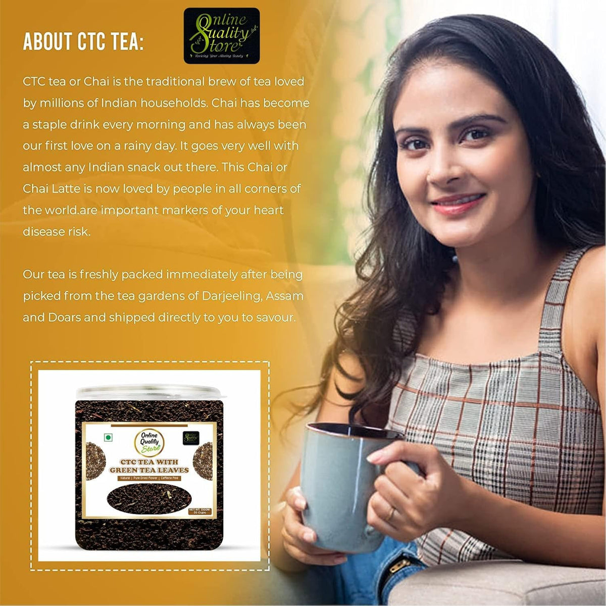 Online Quality Store CTC Tea With Green Tea Leaves - 200g | Chai Patti | Chai | Tea | Tea Leaf | Premium Tea | Assam CTC Tea | Milk Tea