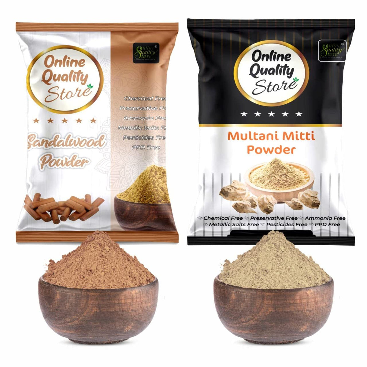 Online Quality Store Sandalwood Powder For Skin (Chandan Powder 100g) + Pure Multani Mitti Powder (150g) |sandalwood powder for face,puja,skin |Bentonite Clay |Fuller's Earth,250g Pack