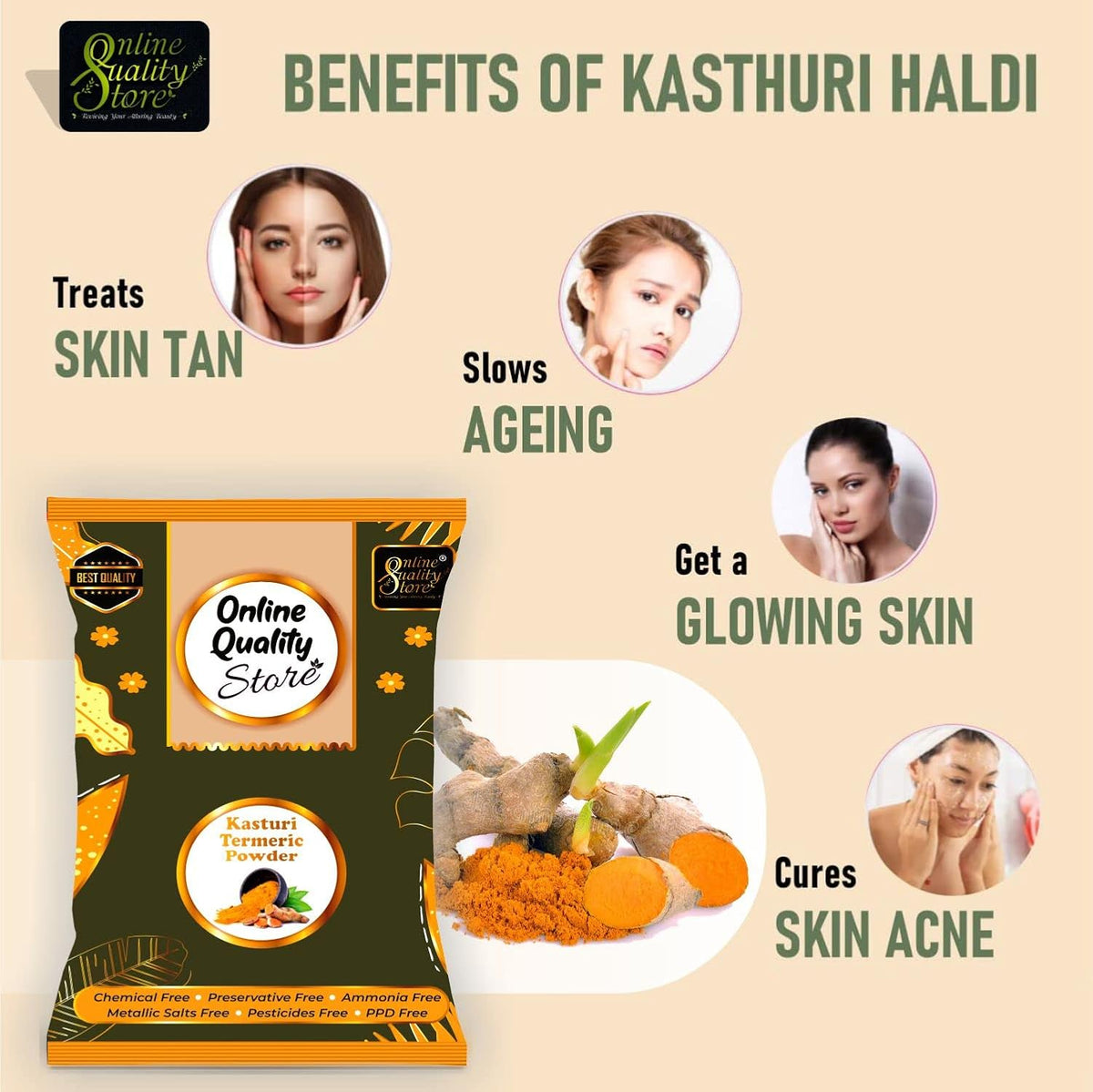Online Quality Store Kasturi Turmeric Powder for Face Pack (400 Gm)