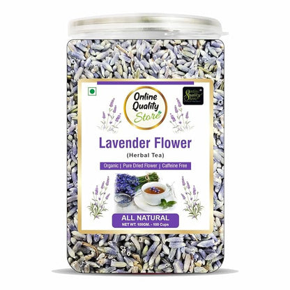 Online Quality Store Lavender Flower Tea -100g | Sun Dried Lavender Flowers Herbal Tea | Stress Relief| Iced Tea