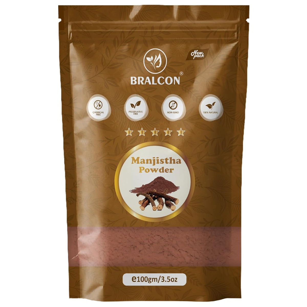 BRALCON Manjistha Powder, 100g | Rubia Cordifolia | 100% Pure & Natural Skin Treatment Mask for Face, Hair Care & Skin Care | for Acne, Pigmentation & Skin Brightening