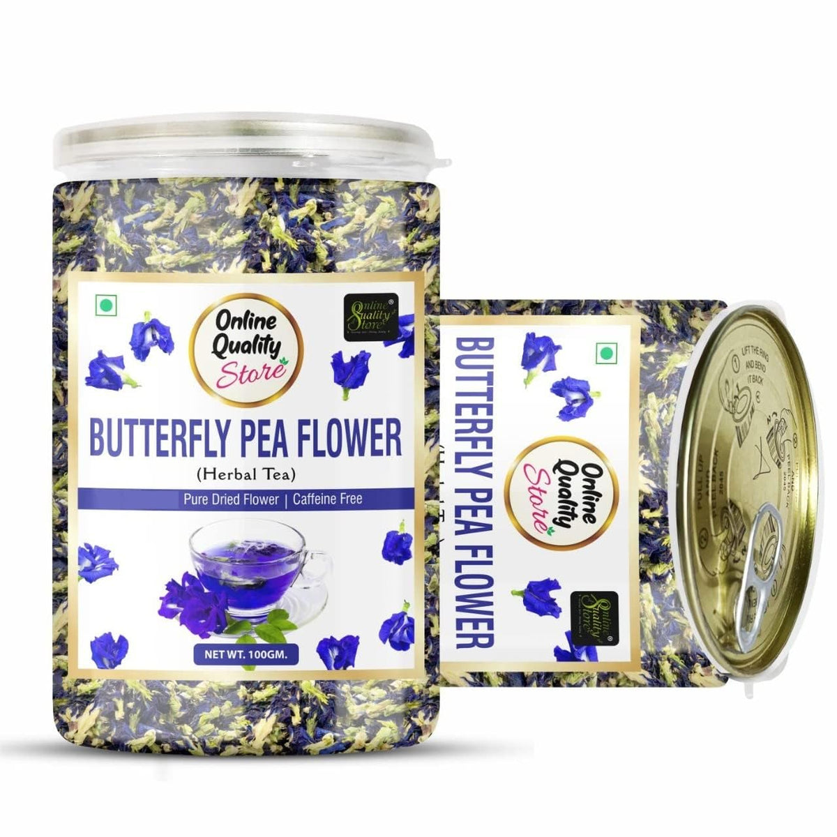 Online Quality Store Hibiscus Flower Tea, Butterfly Pea Tea, Chamomile Tea, Lemongrass Tea-100g Each