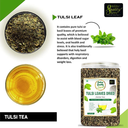 Online Quality Store Tulsi Tea -100g | Tulsi Dried Leaves Herbal Green Tea| Tulsi Tea | Helps with Stress and Anxiety