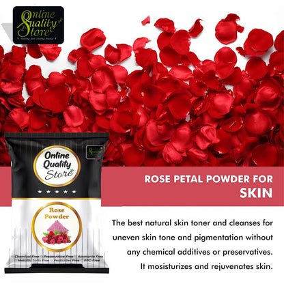 Online Quality Store Organic Rose Petal Powder - 100g |100% Pure & Natural Rose Powder for Tanning & Glowing Skin|Rosa indica for Facial & Skin Care|Skin Whitening Face Pack|Face Mask