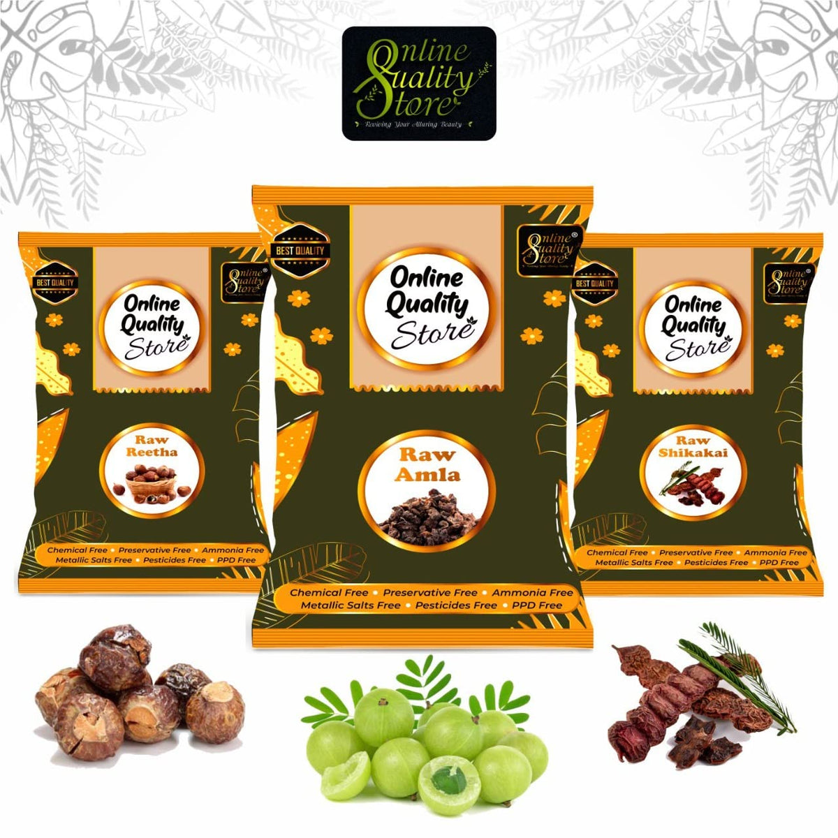 Online Quality Store reetha amla shikakai combo raw form |raw reetha for hair |Aritha|Reetha|Ritha|Soapnuts (Sapindus Mukorossi) |Indian Gooseberry |dried Shikakai, Acacia Concinna |reetha amla shikakai raw shampoo |hair pack ,600g