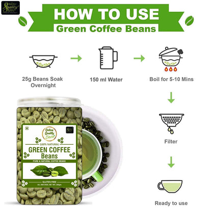 Online Quality Store Green Coffee Beans - 300g | Pure & Natural Coffee Beans for Weight Loss Management
