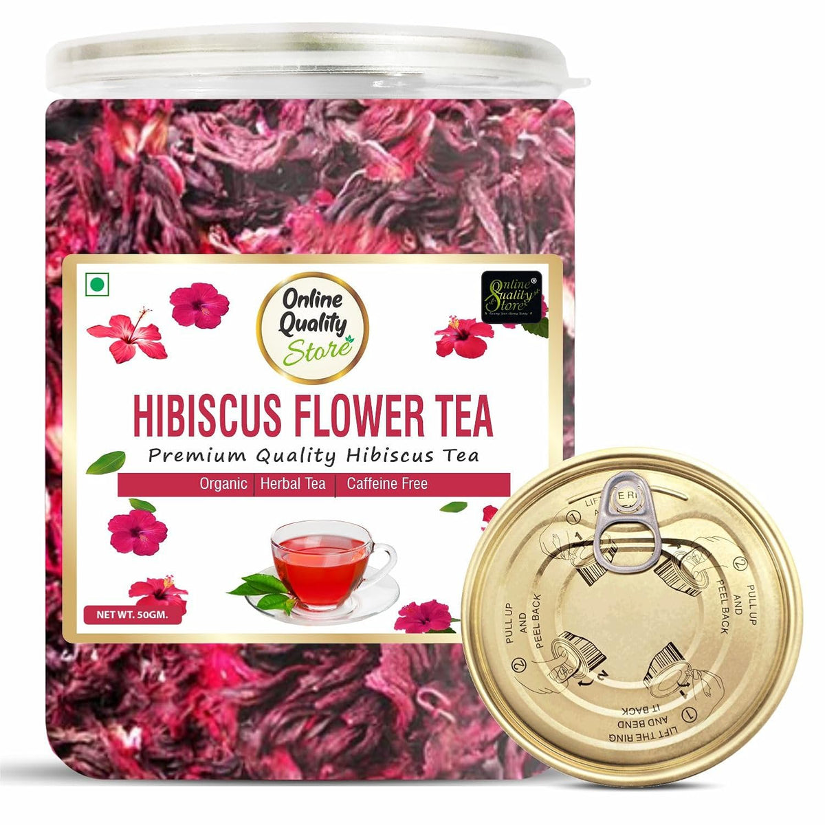 Online Quality Store Organic Hibiscus Flower Tea - 50Gram|Hibiscus Tea Leaves|Natural Hibiscus Flower Tea Whole Leaf Used For Iced Tea