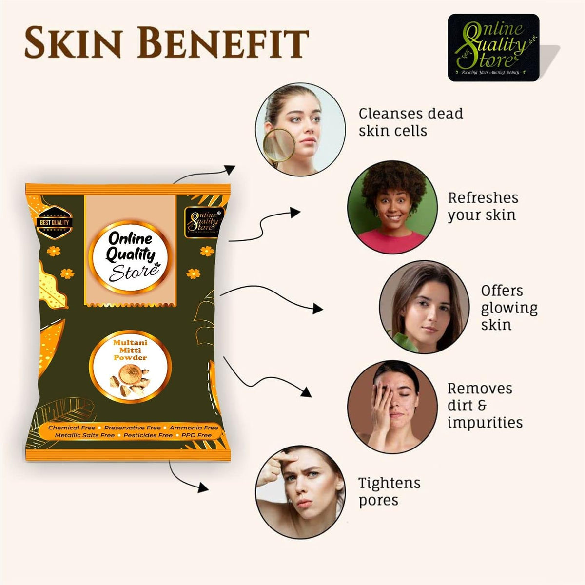 Online Quality Store Herbal Multani Mitti or Fuller Earth Stone, 400g