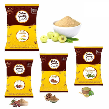 Amla Reetha Shikakai Bhringraj Powder - Organic offer of the day (350 Grams *4) - All are in separate packaging
