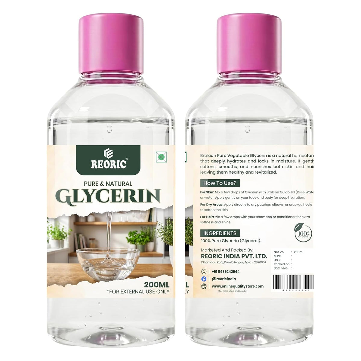 REORIC 100% Pure and Natural Glycerin 200ml
