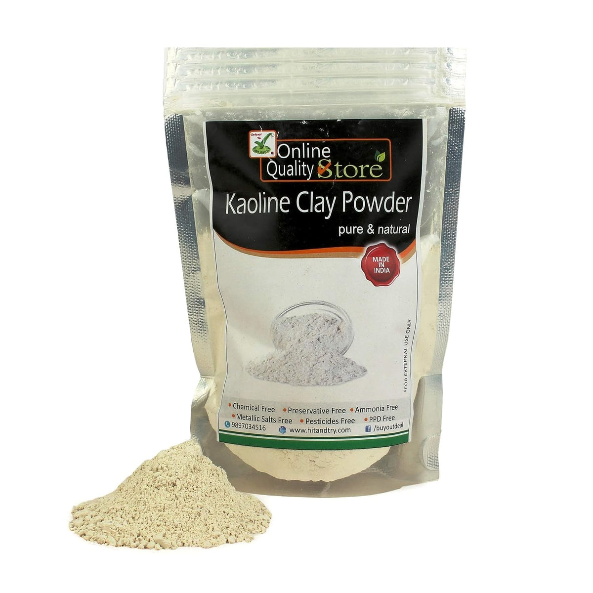 Online Quality Store Natural Kaoline/Clay Powder For Acne, Blackheads And For Glowing Skin, 900g