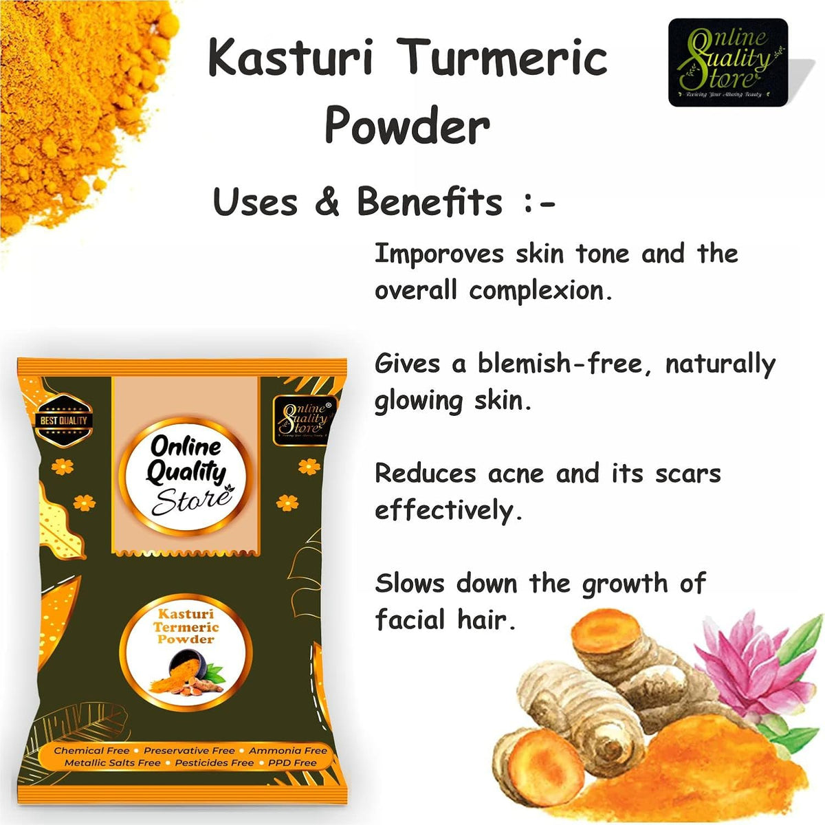 Online Quality Store Kasturi Turmeric Powder for Face Pack (400 Gm)
