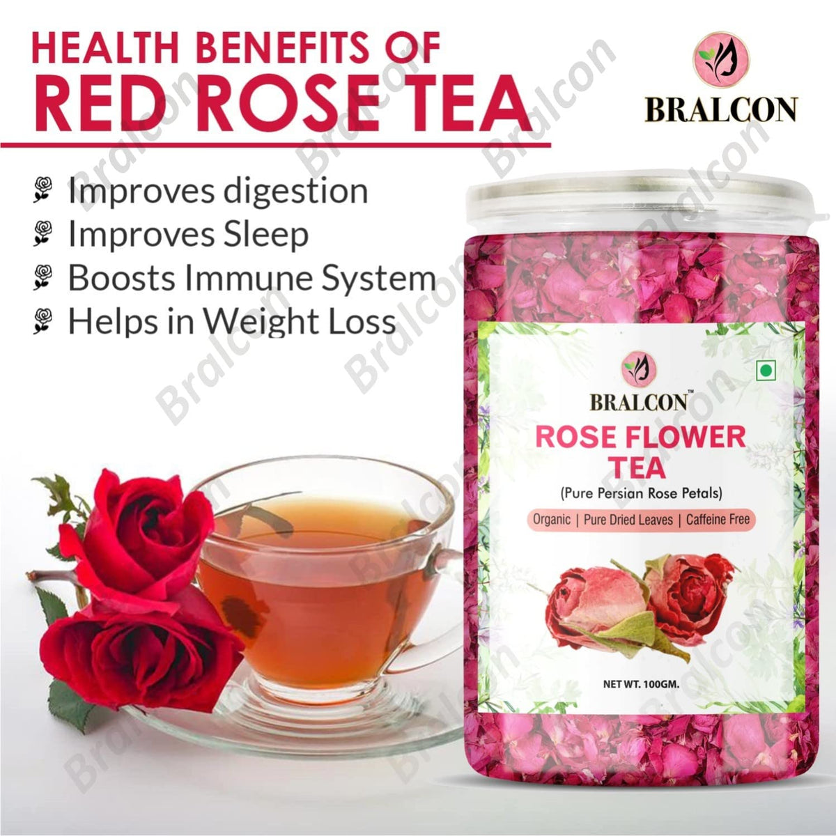 BRALCON Organic Rose Flower Tea - 100g