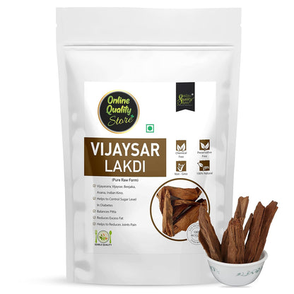 Online Quality Store Vijaysar Lakdi- 400g|Vijaysar Bark/Chaal|Indian Kino|Pterocarpus Marsupium Bark