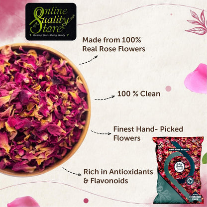 Online Quality Store Gulab Patti|Rosa Gallica|Dry Rose Petal|Dried Rose Petals|Rose Petals Sun Dried for Beautiful Hair & Skin-100g