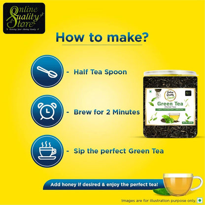 Online Quality Store Organic Green Tea - 100g | 100% Pure & Natural Herbal Green Tea Leaves | Whole Long Green Tea Leaf | Boost immunity