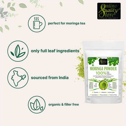 Online Quality Store Organic Moringa Leaf Powder - 100g for food,helps in Immunity Booster, Stress Relief, Improves Metabolism