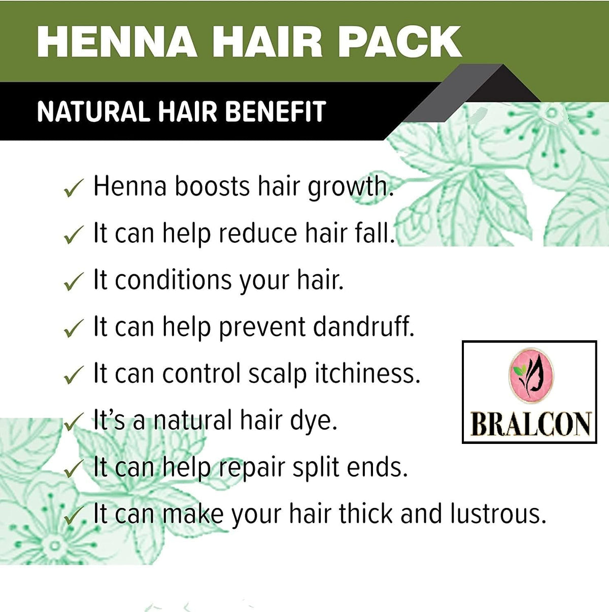 BRALCON Organic Henna Powder, Indigo Powder Combo - 200g(100g x 2 Pack)