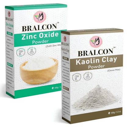 BRALCON Kaolin Clay Powder, Zinc Oxide Powder non nano Combo - 200g(100g x 2 Pack)