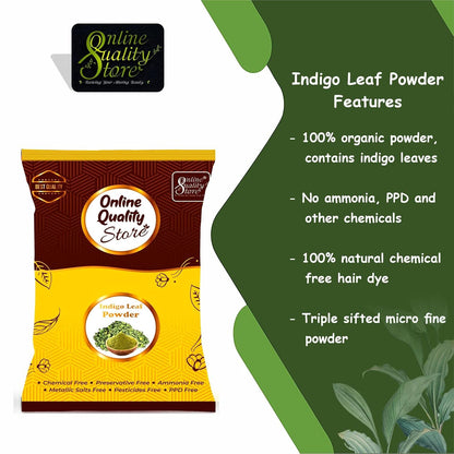 Online Quality Store Indigo powder for hair and Beard Dye - Black - Pure and Natural Lab tested (200 gram)