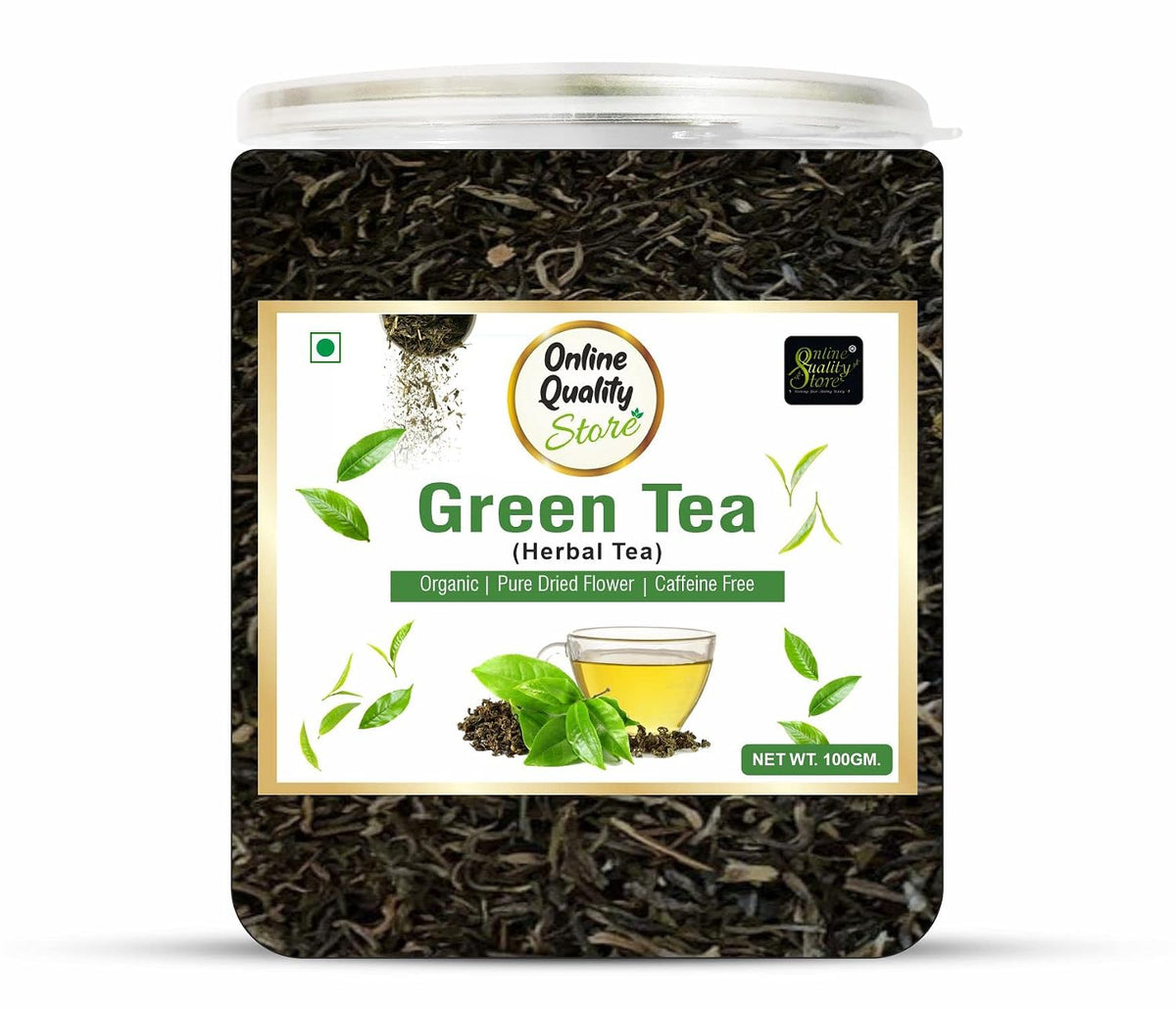 Online Quality Store Organic Green Tea - 100g | 100% Pure & Natural Herbal Green Tea Leaves | Whole Long Green Tea Leaf | Boost immunity