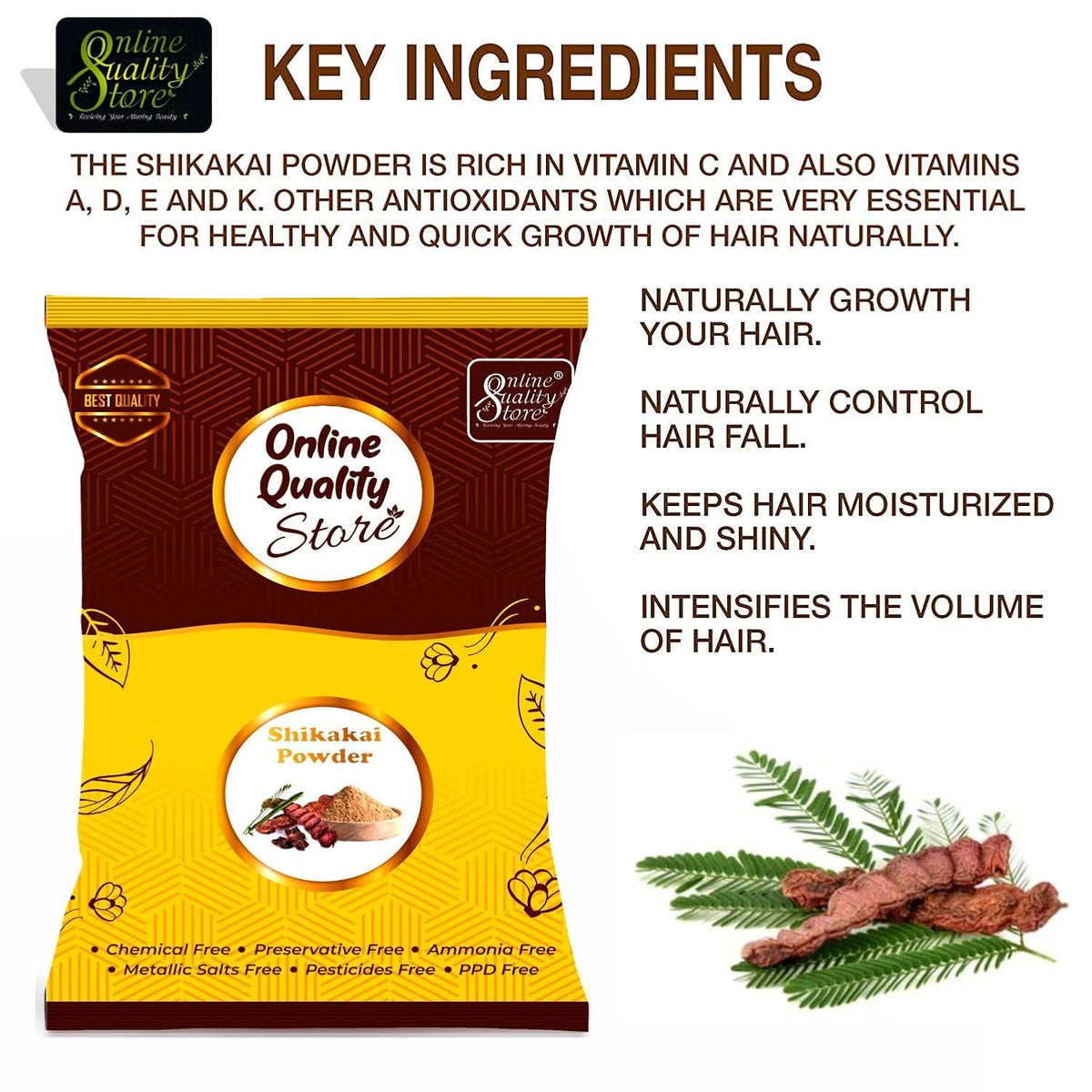 Online Quality Store Shikakai Powder for Hair (200g)