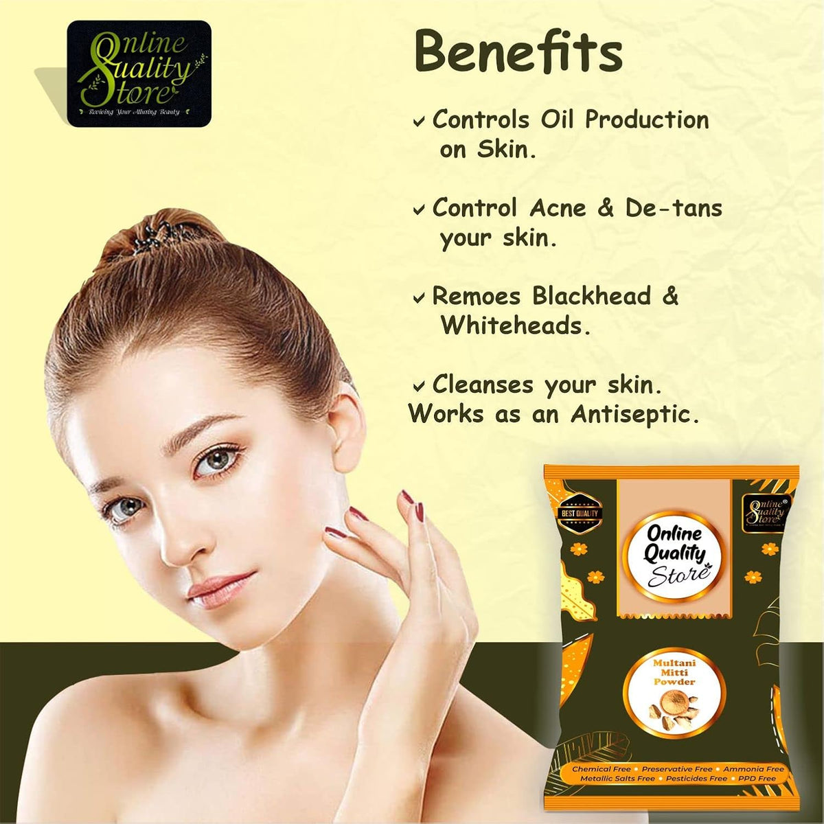 Online Quality Store Herbal Multani Mitti or Fuller Earth Stone, 400g