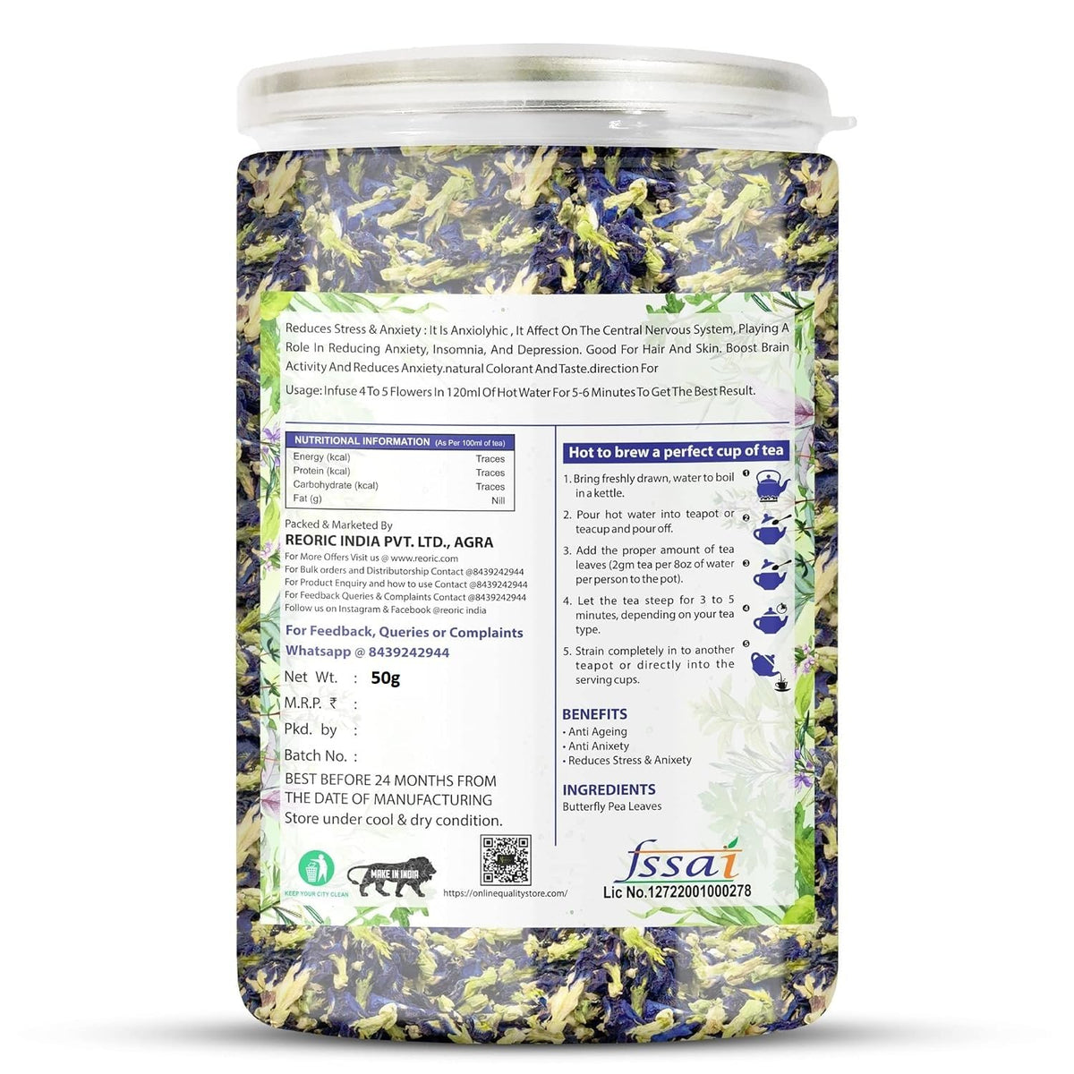 "BRALCON Butterfly Pea Flower Tea- 50g   "