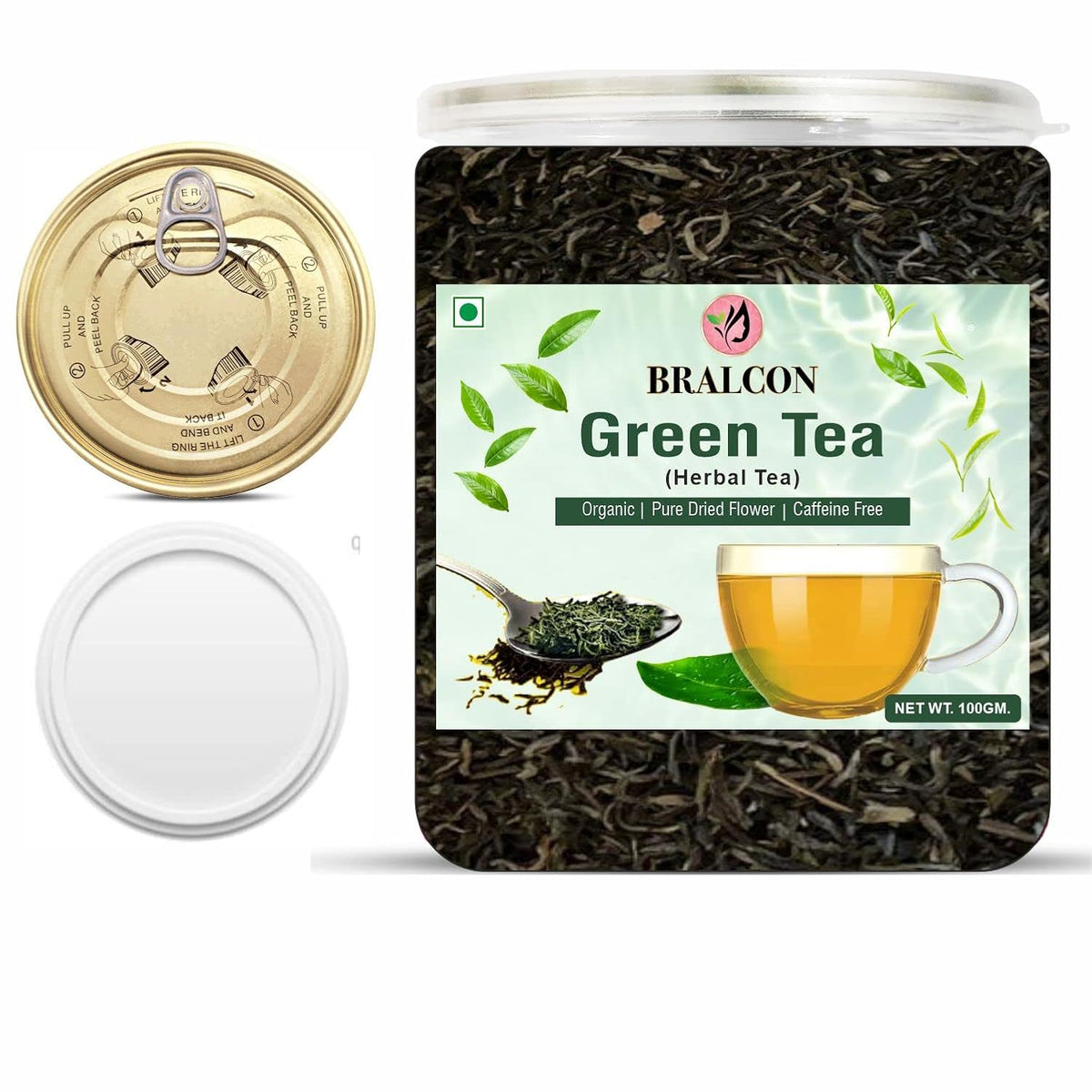 BRALCON Organic Green Tea - 100g | 100% Pure & Natural Herbal Leaves | Whole Long Leaf | Boost immunity