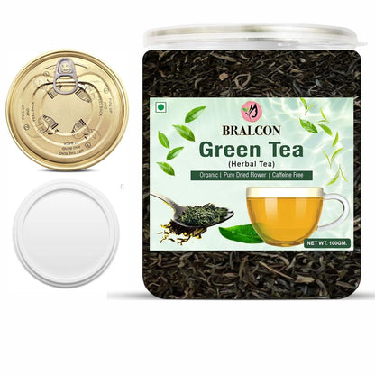 BRALCON Organic Green Tea - 100g | 100% Pure & Natural Herbal Leaves | Whole Long Leaf | Boost immunity