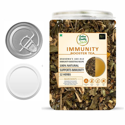 Online Quality Store Immunity Booster Tea - 100g | Blended with 12 Herbs (Ashwagandha, Licorice, Cloves, Cardamom, Cumin, Fennel, Cinnamon, Black Pepper, Tulsi Leaves, Mint Powder, Turmeric, Ginger)