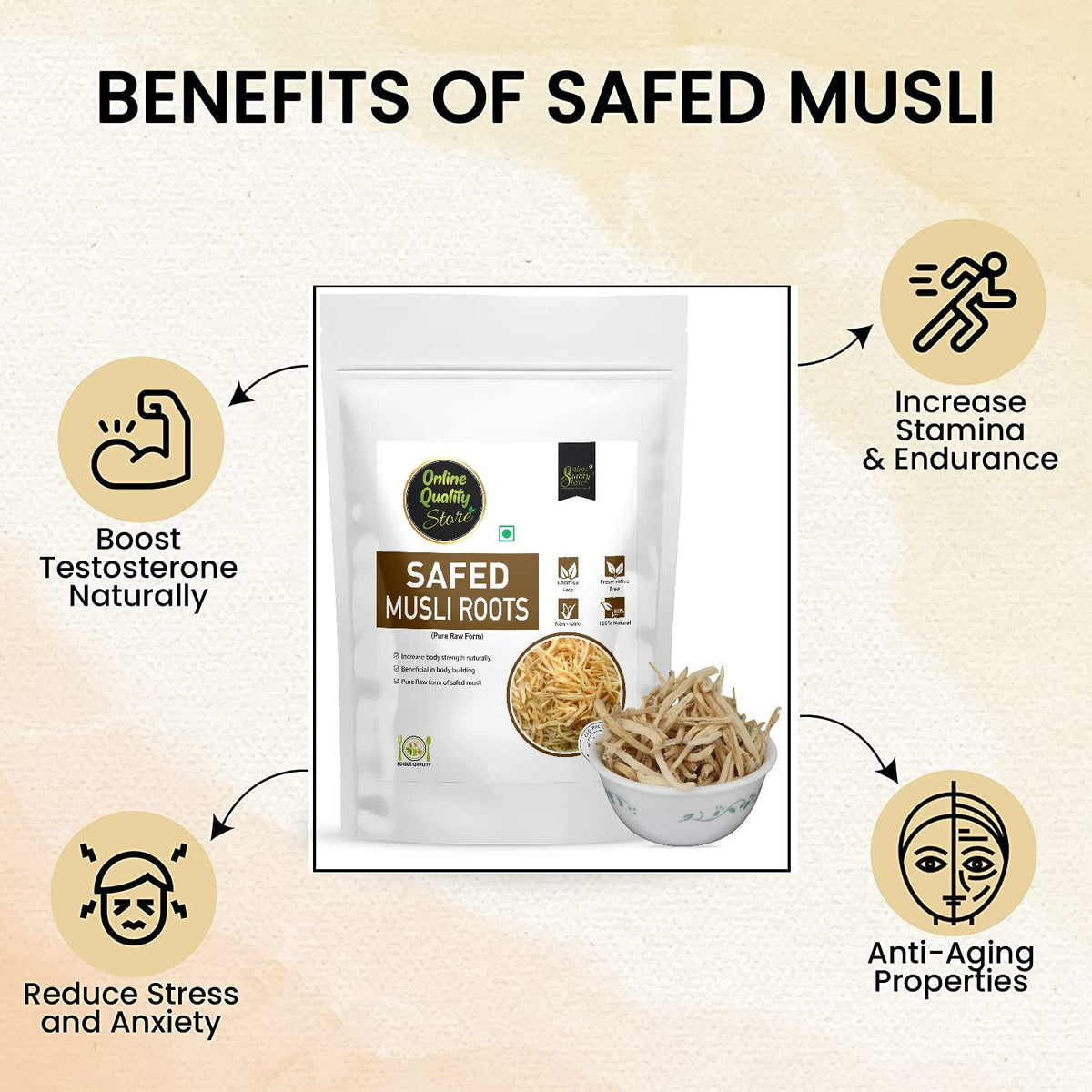 Online Quality Store Safed Musli Roots-100g|Natural White Musli|Swet Musli |Chlorophytum Borivilianum