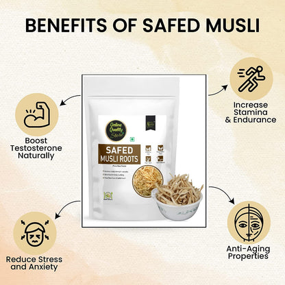 Online Quality Store Safed Musli Roots-100g|Natural White Musli|Swet Musli |Chlorophytum Borivilianum