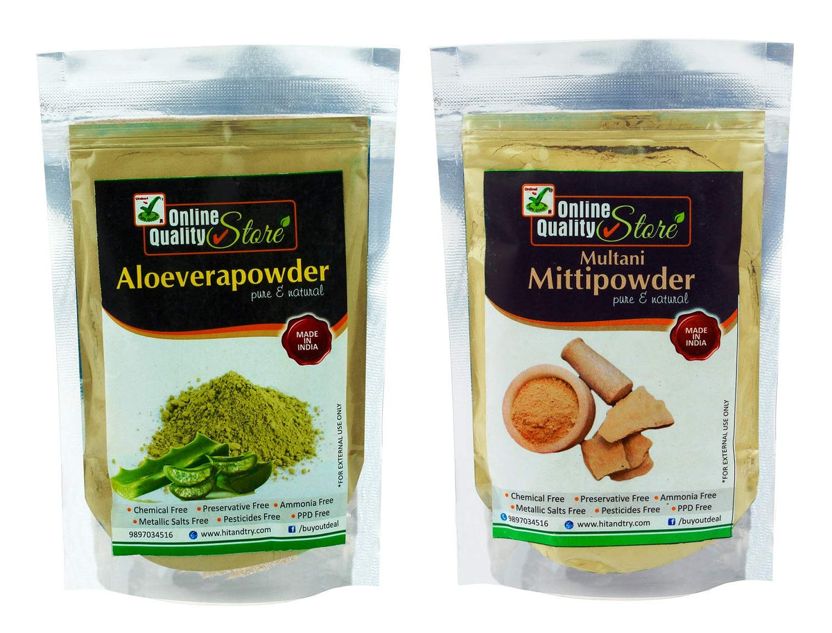 100 % Pure Herbal Multani Mitti (powder form) - 300gms and aloe vera powder-100gms