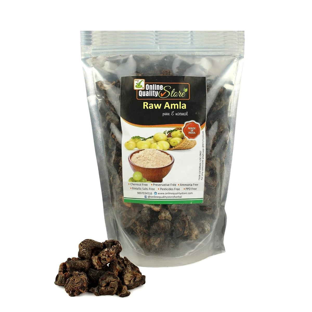 Online Quality Store Raw Amla For Hair Natural (Amla) Dried Form, 900g