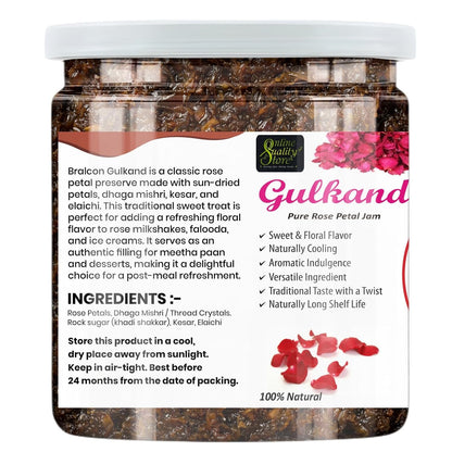 Online Quality Store Natural Gulkand (Rose Petal Jam), 400g | Sun-Cooked Damask Rose Petals & Rock Sugar |Pure gulkand Organic| Gulkand for Paan