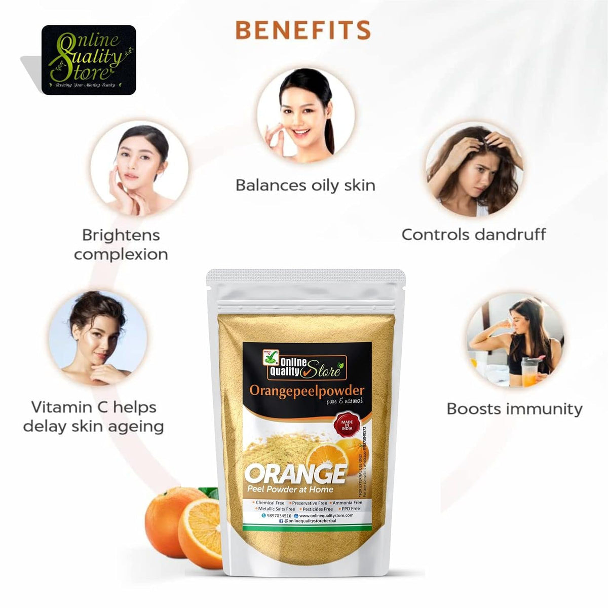 Orange peel powder for skin whitening (900 Gm)