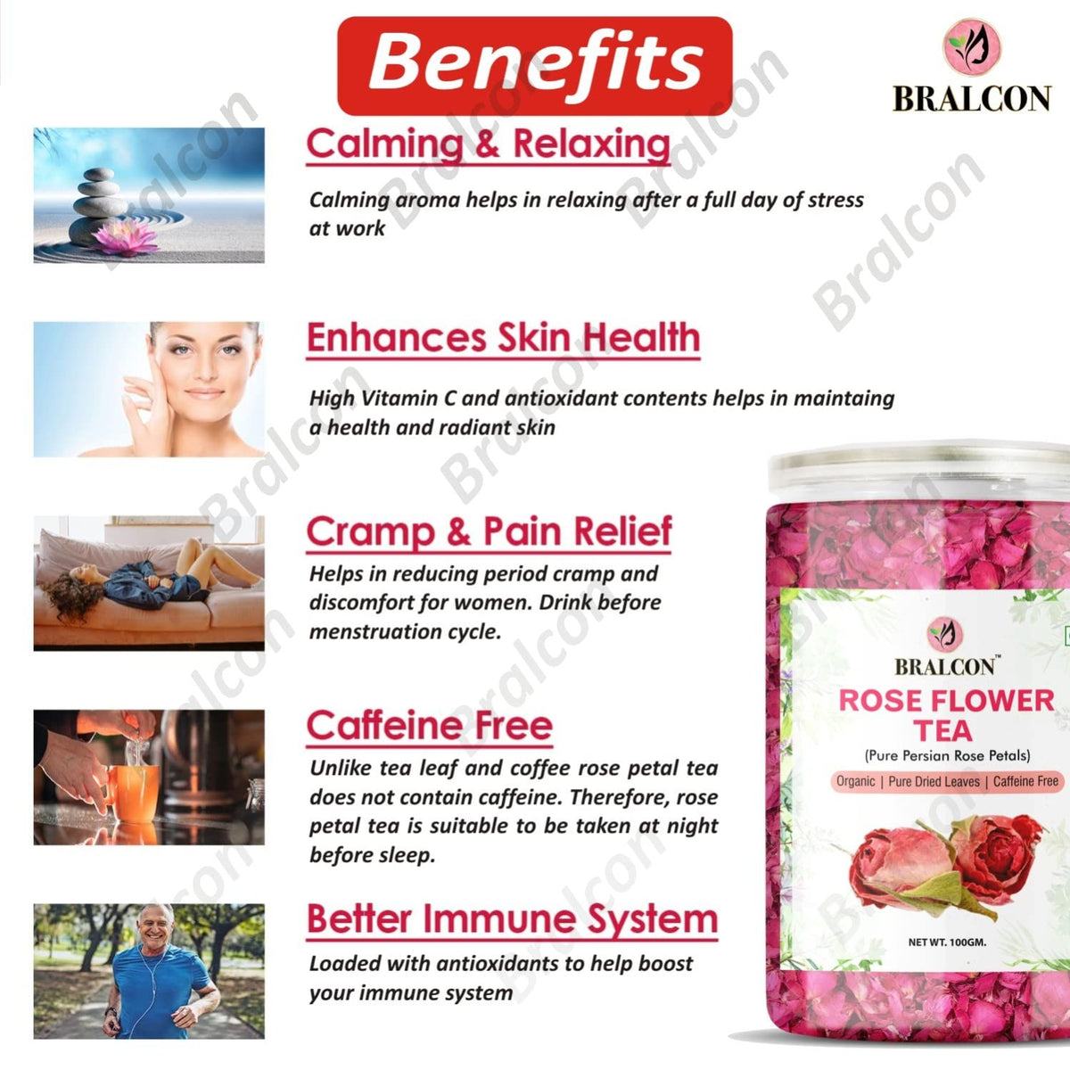 BRALCON Organic Rose Flower Tea - 100g