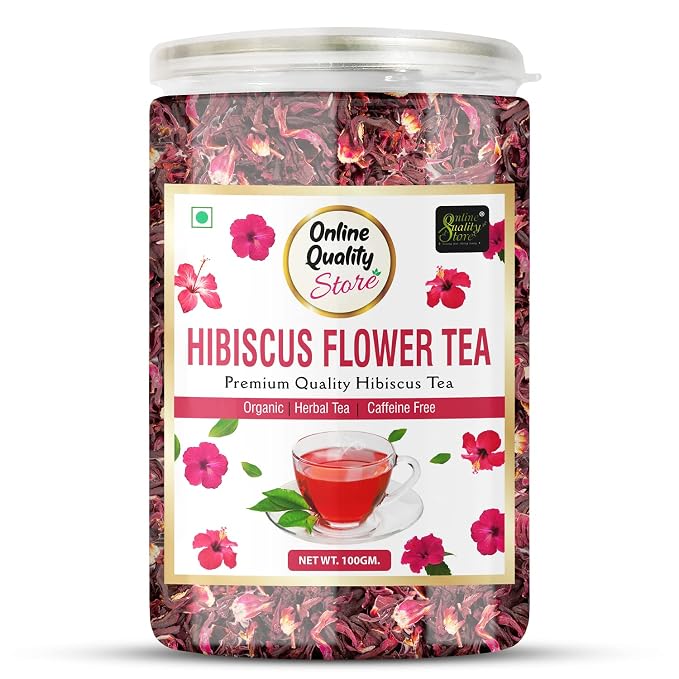 Online Quality Store Organic Hibiscus Flower Tea-100g | Caffeine Free Herbal Tea | Improve Digestion