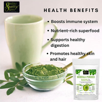 Online Quality Store Organic Moringa Leaf Powder - 100g for food,helps in Immunity Booster, Stress Relief, Improves Metabolism