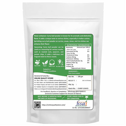 Online Quality Store Curry Leaves Powder -100g | Curry Patta Powder for hair growth, Eating