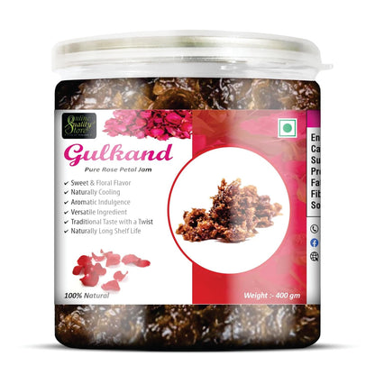 Online Quality Store Natural Gulkand (Rose Petal Jam), 400g | Sun-Cooked Damask Rose Petals & Rock Sugar |Pure gulkand Organic| Gulkand for Paan