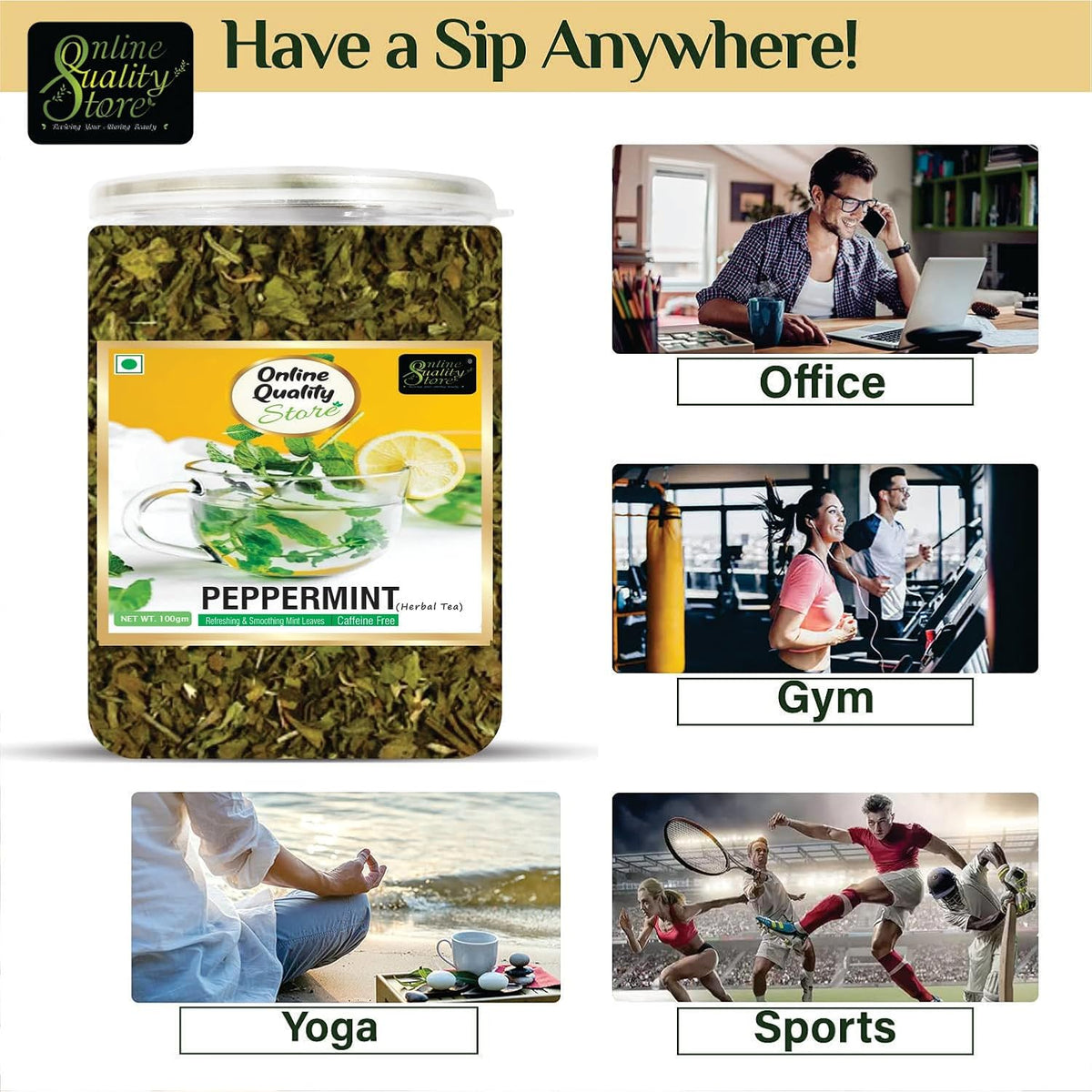 Online Quality Store Peppermint Tea, 100gm Loose Leaf Tea | Peppermint Tea Leaves Herbal Green Tea for Boost Immunity